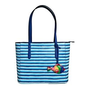 Kate Spade Schuyler Wave Stripe Medium Tote In Blue Multi, NWT